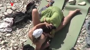 Amateur couple gets caught having hot outdoor sex on the beach