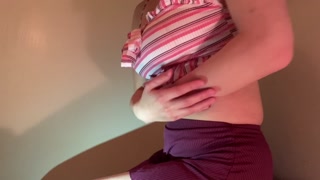 G cup girls who are waiting for friends but want to pee and desperately endure but pee