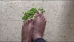 Foot play with Peas