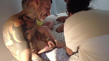 My friend and I are going to a hostel for a week and we meet two slutty English girls who want a big, fat cock.