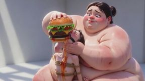 SSBBW Fat Feeder Humiliates & Stuffes Skinny Girl to Make Her Gain Weight