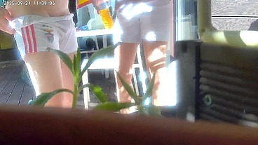 Redhead boy tries to pee in a bottle hiding from his friend. Caught, it ends up in watersports and a gay blowjob