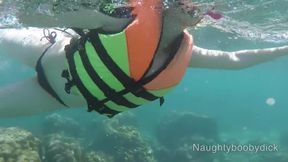 Exhibitionist Teen with Big Breasts Shows Off in Public by the Sea
