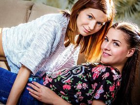 Arian and Eveline Dellai Ride Double-ended Dildo