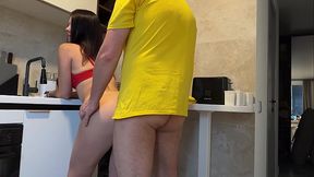 Mommy Leaves for Shopping, Step Daddy Bends Me Over the Kitchen Counter Right Away