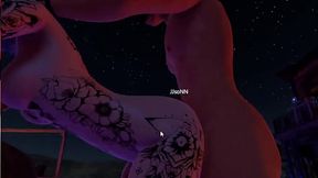 Hot Amateur Trio fucks and squirts at the bonfire