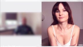 Jeny Smith flashes during Skype lesson  Bottomless