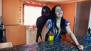 In costume, I fucked my stepmother who was dressed as Snow White for Halloween in the kitchen.