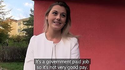 Public Agent Sexy teacher Agnes White fucking in a car for extra Cash