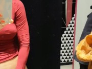 Store fitting room and sexy babe