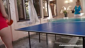 two hot friends play ping pong