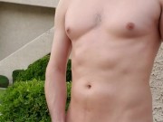Naked public walk through a subdivision