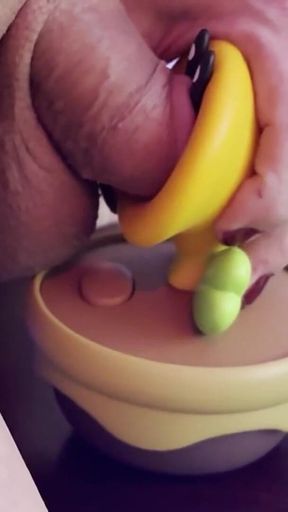 Hot Glue Covering Toy Figure in Cum