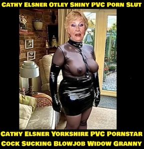 Shiny PVC Skirt High Heels Tits Exposed Slut Granny