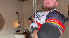 Lycra Fetish Metal Bending with Jerking Cum Eating