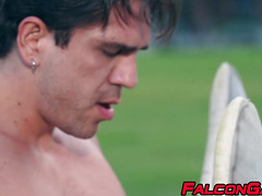 Serg Shepard and Hugs Kandelas score outdoor bareback goal after soccer match