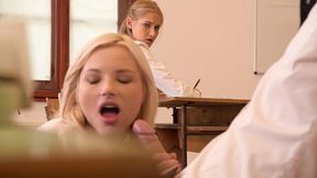 college slut tiffany tatum & friends get caught during intense classroom orgy