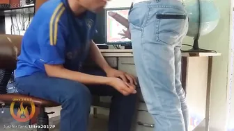 Deepthroating Straight Coworker Bareback While Manager Is Outside