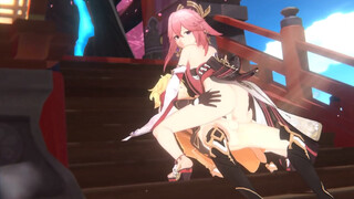 Yae miko Railing Aether ( Genshin Influence )