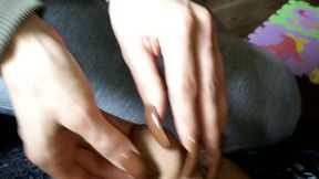 long nails handjob, cock scratching