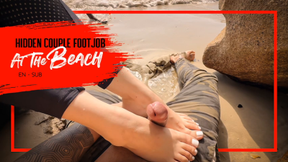 Nara doing hidden footjob on the beach with messy finish - Double Video (EN-sub)