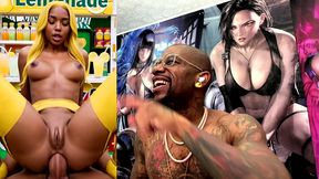 lemonade girl getting ass fucked with her tight bald pussy out, ai generated