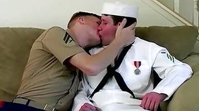 Handsome young navy boys in uniforms are anally fucking