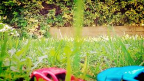 giantess outdoor crush: nicoletta, the garden & giant feet in sneakers