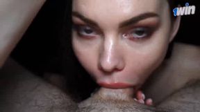 Balls deep in her mouth, she swallows rock hard - best porno ever!