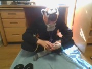 Kigurumi Self Bondage in Wool Socks (CUMSHOT)