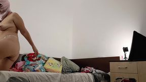 Sexy Wife Workout at Home Naked. Amateur Wife Masturbates with Her Fingers in Her Pussy.