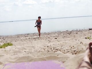 went to the beach to sunbathe and relax and wanted sex. banged right in front of people.