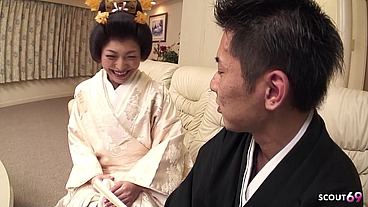 Traditional Japanese Mature talk to Suck Clients Cock and Swallow