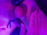 Trap Trying to Aim Toy with Tied Up Cock