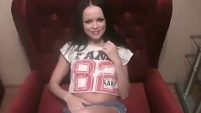 Two pallid and svelte brunette lesbos were teasing their wet pussies