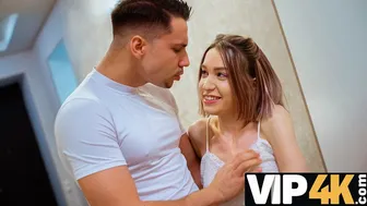 Stepbro fucks his stepsister's tight pussy while she does chores