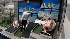 I undress in front of the hotel waiter, he agrees to eat my tight pussy and I give him a blowjob until he cums in my mouth