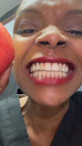 Ebony Mouth Eating a Red Apple ASMR