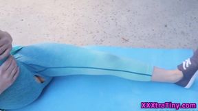 Flexible teen enjoys intense doggystyle session with a big partner.