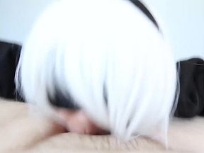 Nier 2b Cosplay - Japanese Miko Kurozuki Gets Facefucke