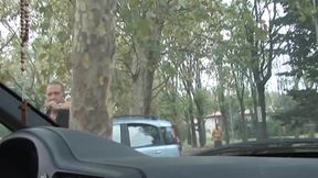 Hot brunette in black stockings picked up in a park for sex