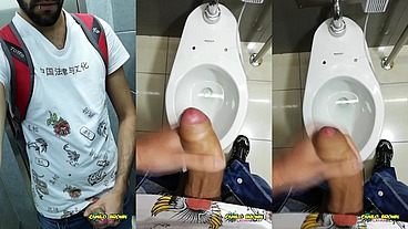 Jerking Off My Big Uncut Cock At The Mall's Public Bathroom - Camilo Brown