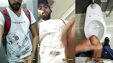 Jerking Off My Big Uncut Cock At The Mall's Public Bathroom - Camilo Brown