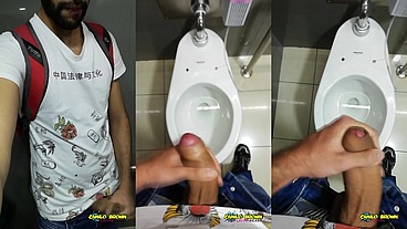 Jerking Off My Big Uncut Cock At The Mall's Public Bathroom - Camilo Brown