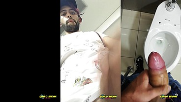 Jerking Off My Big Uncut Cock At The Mall's Public Bathroom - Camilo Brown