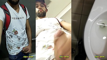 Jerking Off My Big Uncut Cock At The Mall's Public Bathroom - Camilo Brown