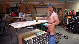 Crazy construction worker stretches his ass all day with big glass anal plug toys