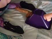 Riding on my favorite 12 inch dildo the John Holmes, 3 inches wide!