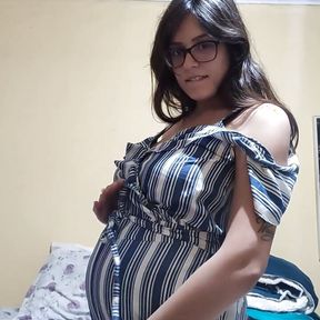 Busty pregnant makes you cum with her tits