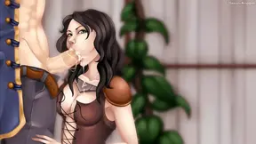 Lilith, the alluring 3D animated temptress, sucks off a sailor's enormous cock to extract vital info